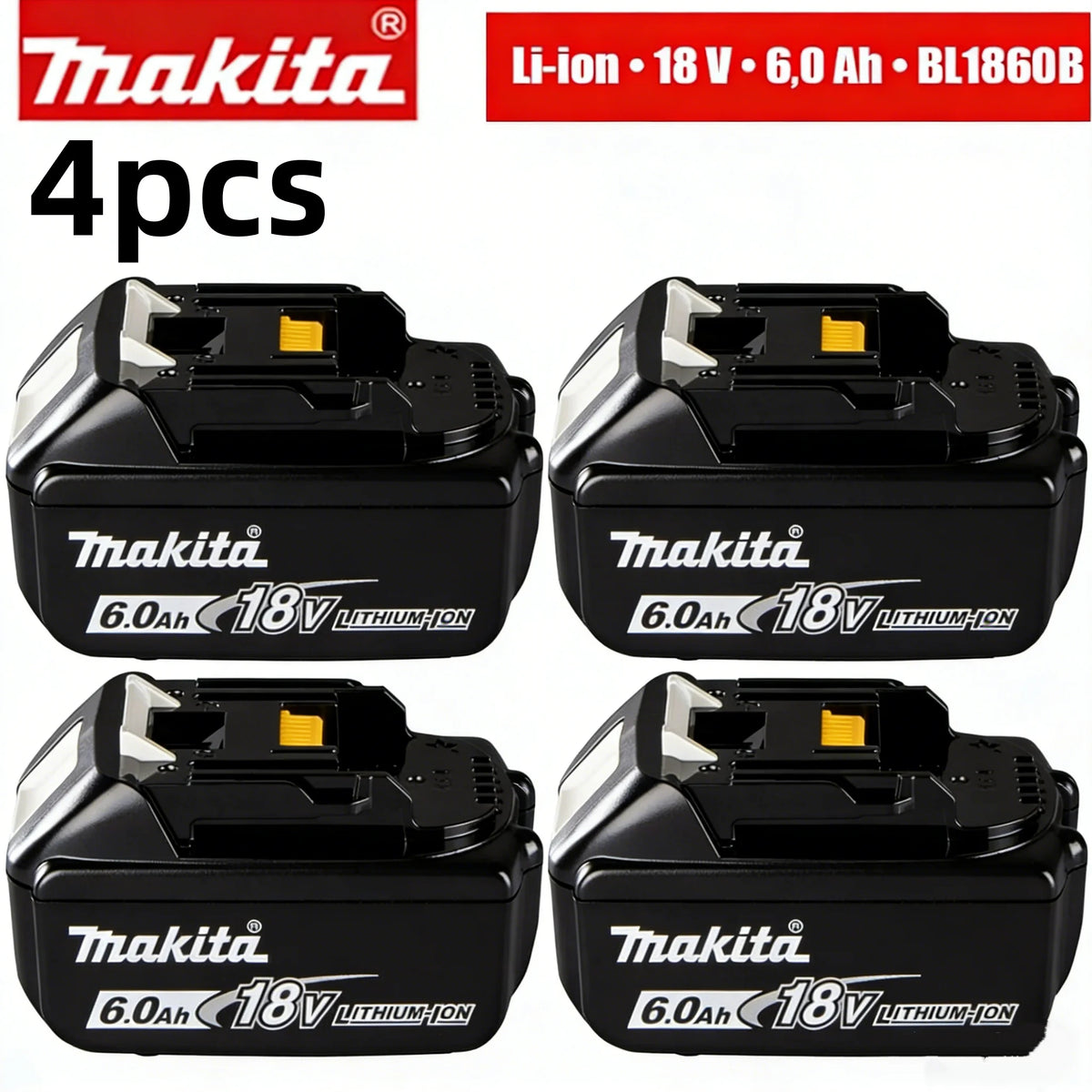 Original Makita battery, 18V 6.0Ah rechargeable battery, power tool BL1830 BL1840、BL1850、BL1860B、 Makita 18V lithium battery