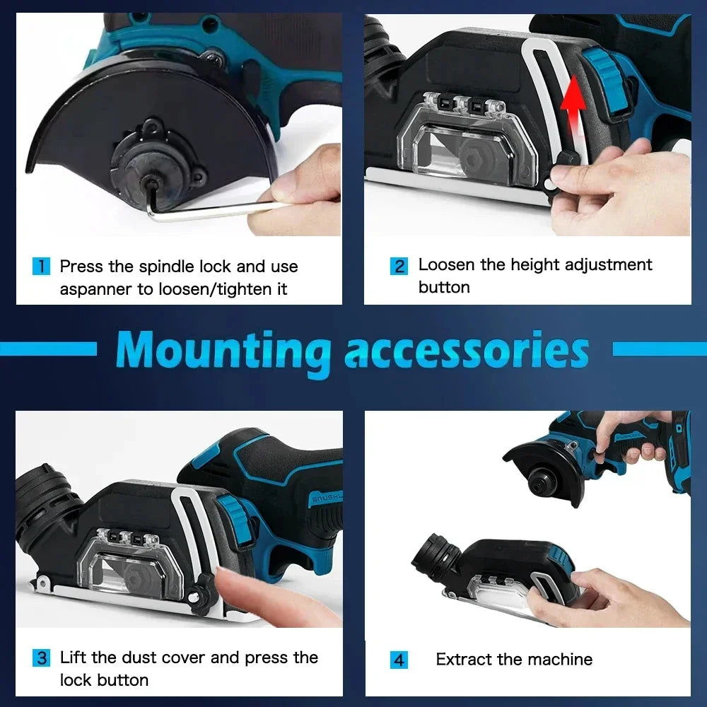 New 3 Inch Brushless Mini Angle Grinder 76Mm Electric Compact Cut-Off Tool For Makita 18V Battery