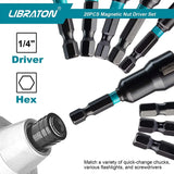 LIBRATON 20PCS Magnetic Nut Driver Set, Impact Drill Driver Bit Set 1/4" Metric and SAE Nut Driver with Storage Bag Nut Drivers