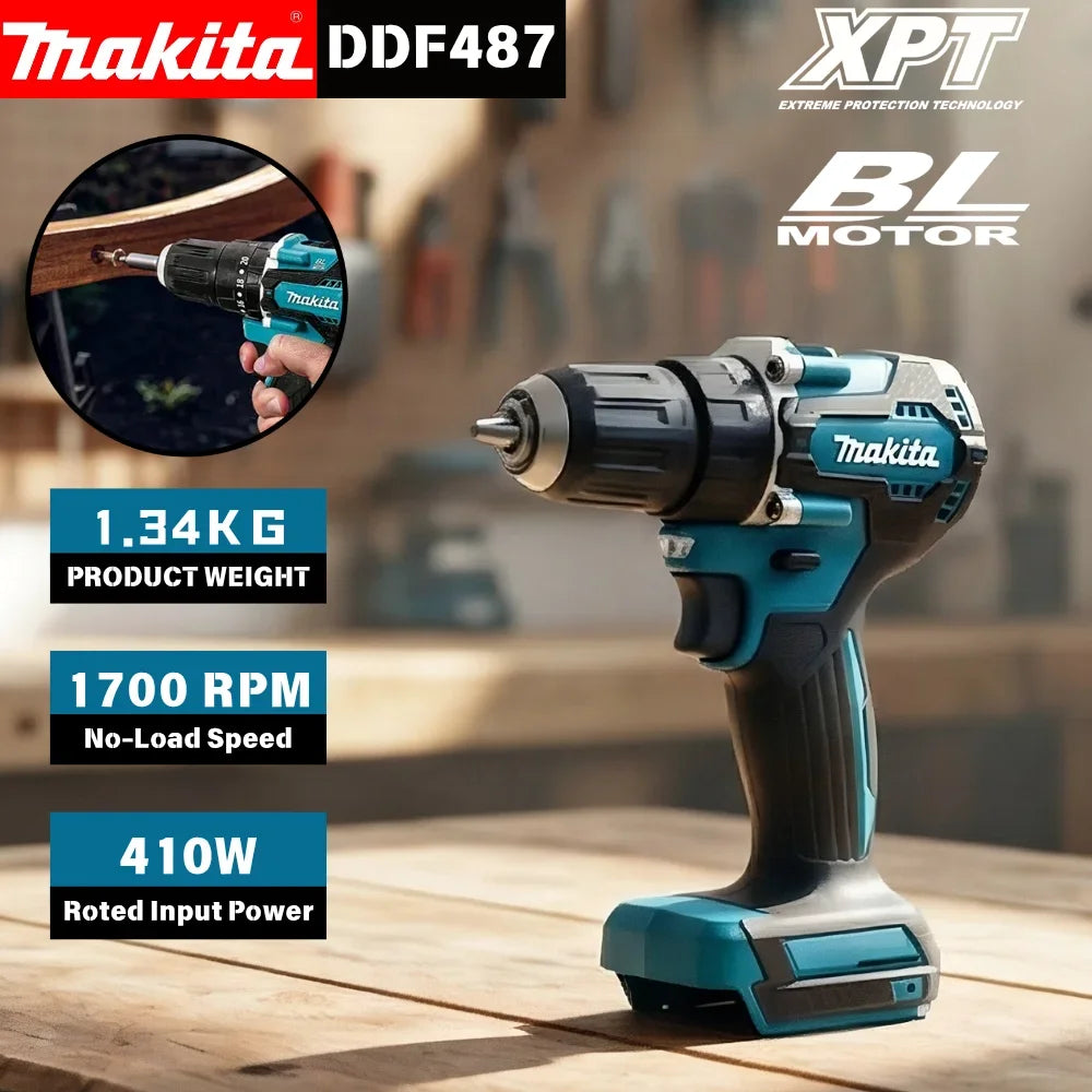 Makita DDF487 18V Brushless Cordless Drill Driver 60N Torque For Makita Battery For Home DIY And Assembling Flat Pack Wardrobes