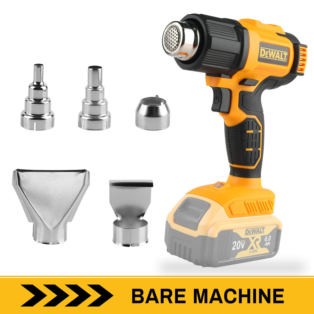 DEWALT 18V 21V Heat Gun Shrink Wrapping Tool Electric Air Dryer Soldering Thermal Blower with Anti-Scald Grip & Digital Display