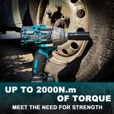 21V Brushless Electric Impact Wrench 2000N.m Max Rechargable Wrench Handheld Power Tool for Makita 18v Battery(No Battery)