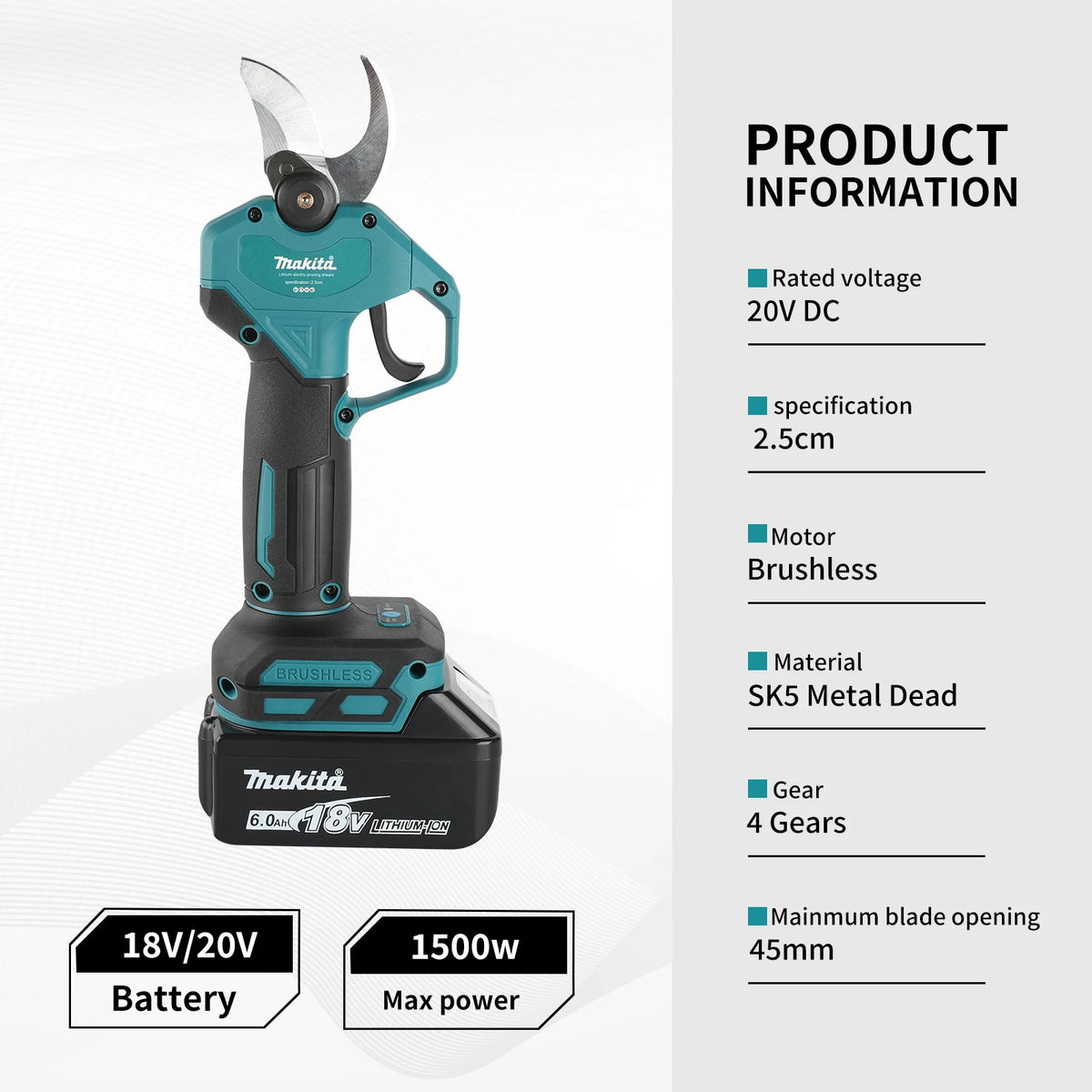 Makita Brushless Electric Pruning Shears Cordless Fruit Tree Branches Scissors Power Tool For Makita 18V Battery