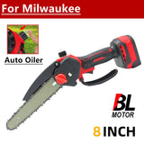 Brushless 8 Inch Chain Saw Automatic Lubrication Electric Chainsaw Cordless Pruning Power Tools For Milwaukee 18V Battery