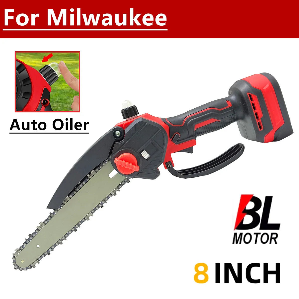 Brushless 8 Inch Chain Saw Automatic Lubrication Electric Chainsaw Cordless Pruning Power Tools For Milwaukee 18V Battery