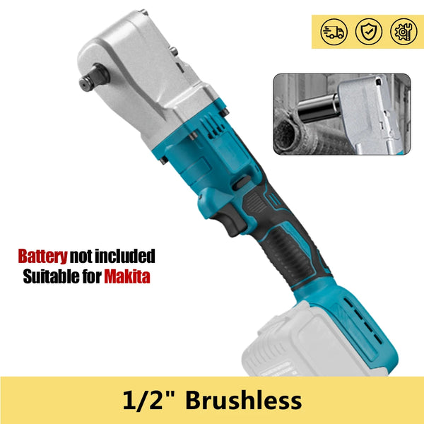 1/2" Brushless Right Angle Impact Wrench 1050N.m Cordless Electric Wrench for Car Repair Suitable for Makita Batteries