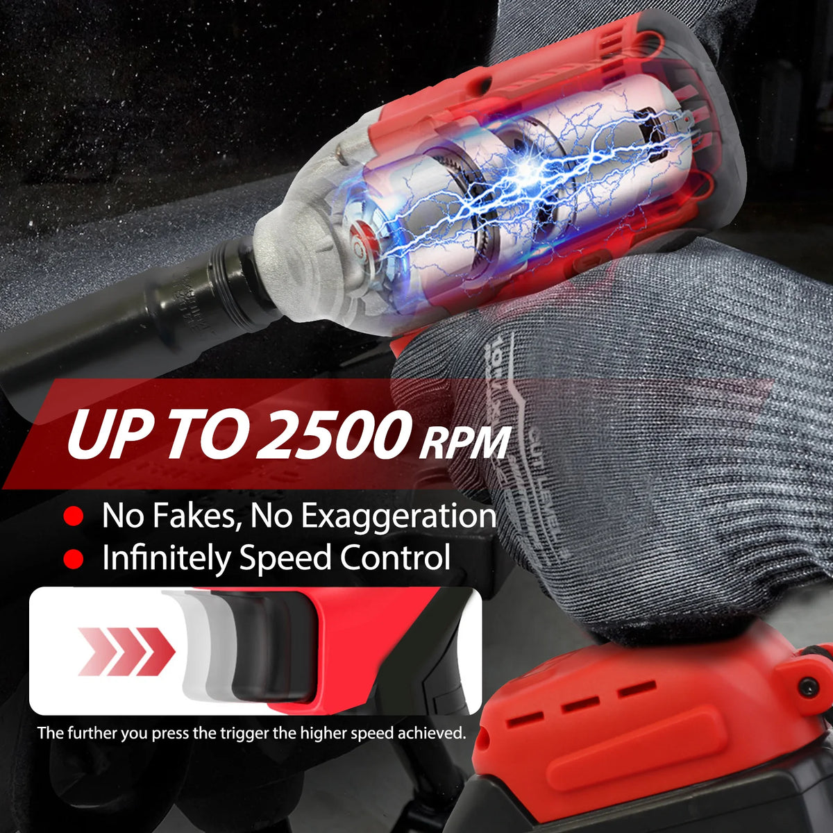 20V Cordless Electric Impact Wrench 1/2 Inch Power Tool Set with Brushless Drill Driver 2 Li-Ion 1500mAh Batteries Single Charge