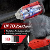 20V Cordless Electric Impact Wrench 1/2 Inch Power Tool Set with Brushless Drill Driver 2 Li-Ion 1500mAh Batteries Single Charge