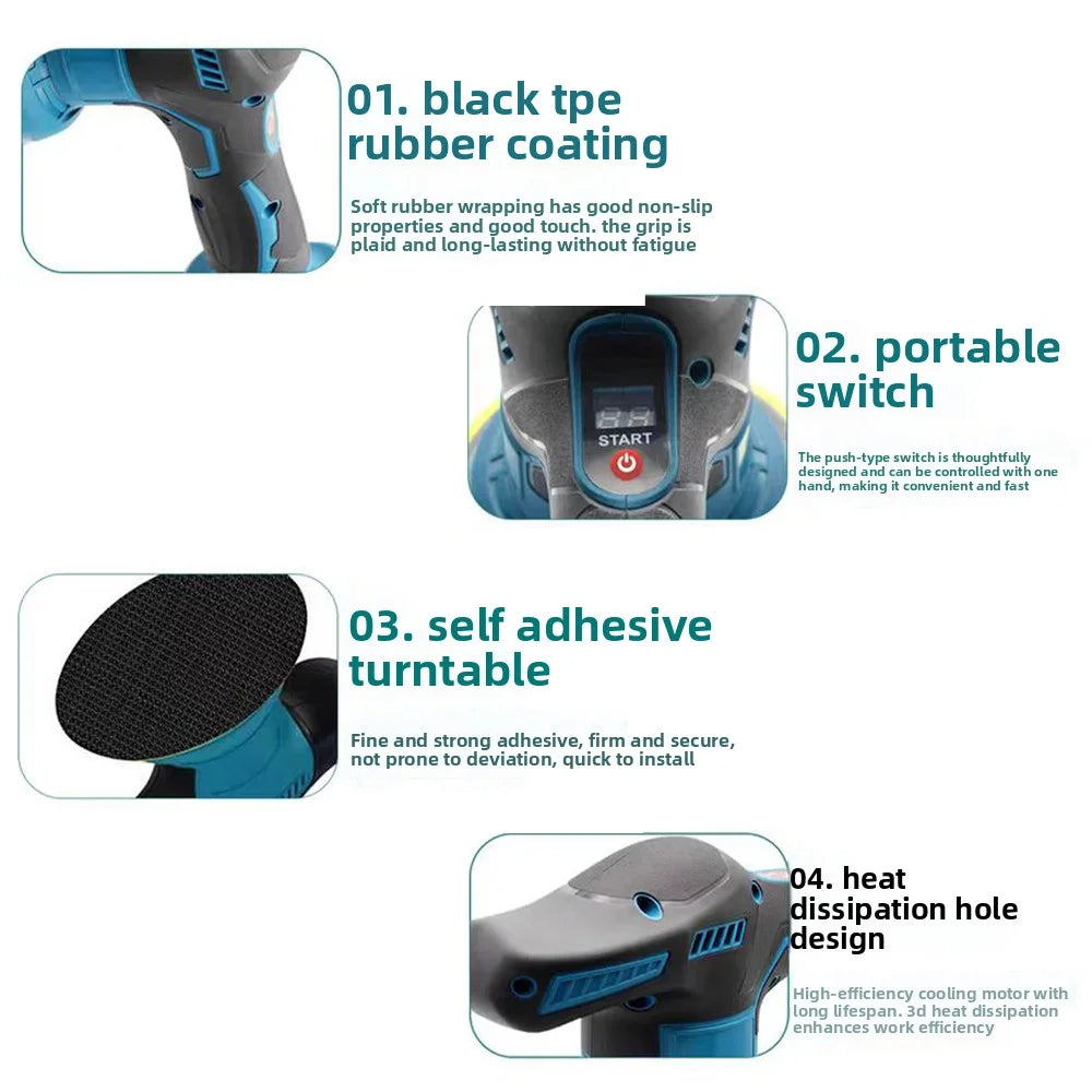 Cordless Car Polisher 8 Gears Adjustable Auto Electric Waxing Sanding Sealing Glaze Tool Fit Dewalt/Milwaukee/makita 20V Battery