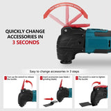 Cordless Oscillating Multi Function Tool Electric Saw With Trimmer /Shovel/Cutting Woodworking Speed Tool Kit for Makita Battery