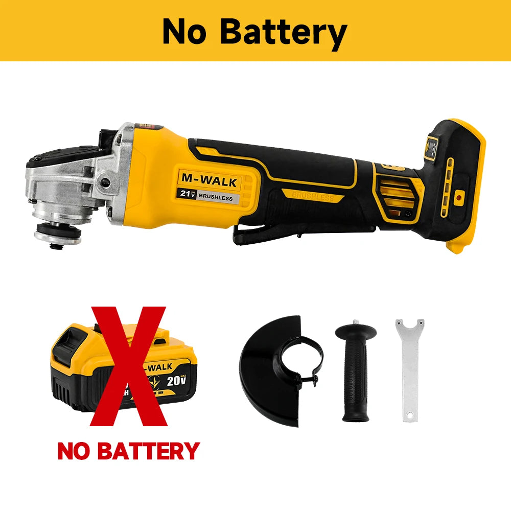 M-WALK 125mm Brushless Cordless Electric Angle Grinder 4 Gears 9000RPM Grinding Polisher Cutter Tool For Dewalt 18/20V Battery
