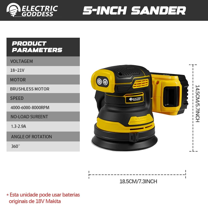 Electric Goddess Brushless Sander Disc 8000rpm For Dewalt 20V Battery Cordless Woodworking Sanding Putty Polishing Power Tool ﻿
