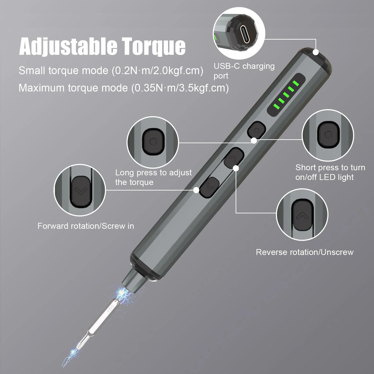 Mini Precision Electric Screwdriver Set 68 in 1 Power Repair Tool with 64 Magnetic Torx Phillips Drill Bits 5 Torque Settings