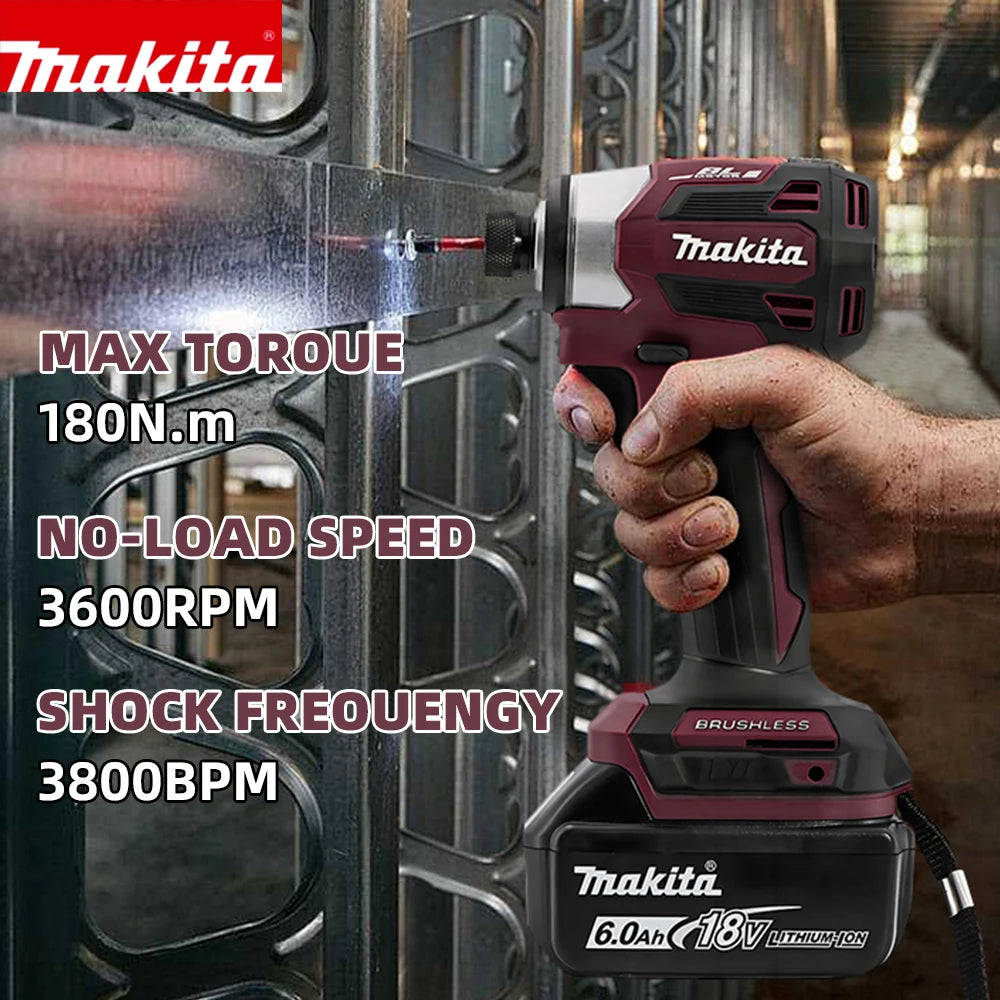 Makita DTD173 18V 180Nm Brushless Cordless Impact Driver with Ring Light Max Torque for Screw Bolt Wood Home DIY Power Tool