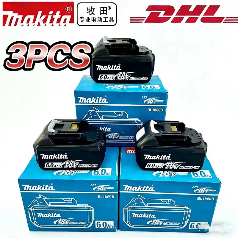 Makita 18V High‑Capacity 6.0Ah Lithium‑ion Battery Fit BL1860B BL1850B BL1840 BL1830 BL1815 Cordless Power Drill Battery Pack
