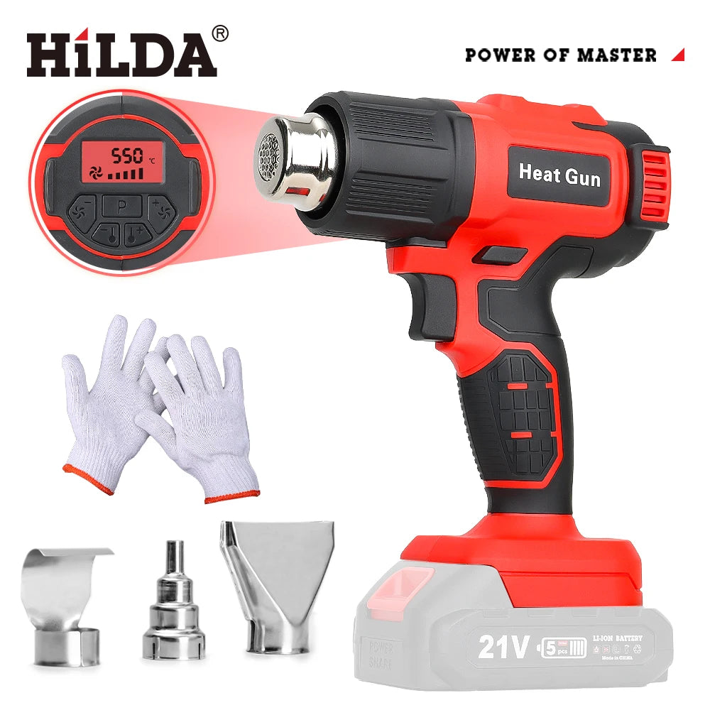 HILDA Heat Gun Cordless Hot Air Gun Handheld Electric DIY Heat Gun Temperatures Adjustable For Makita 18V Battery (No Battery)