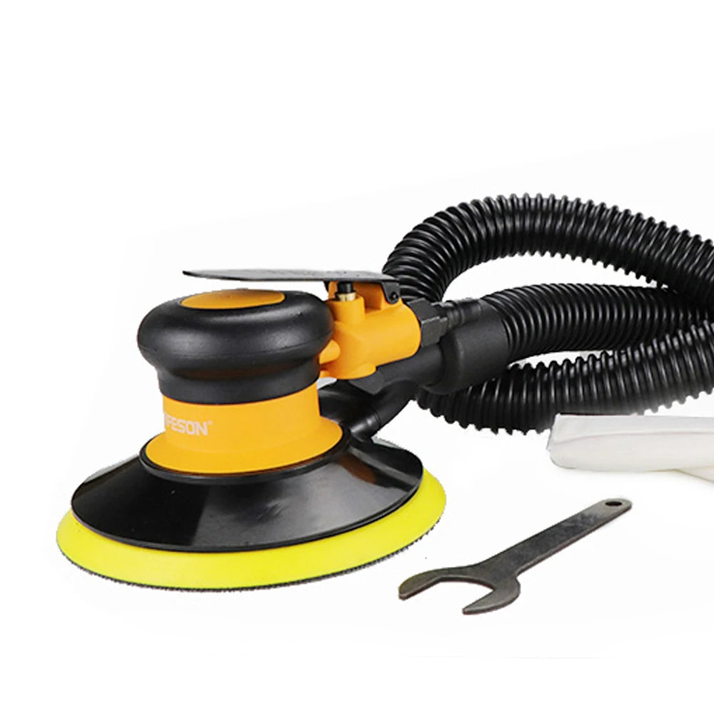 HIFESON 5inch/6inch Pneumatic Orbital Sander Air Polisher 125mm/150mm Air Vacuuming Eccentric 5mm Grinding Machine EU Connector