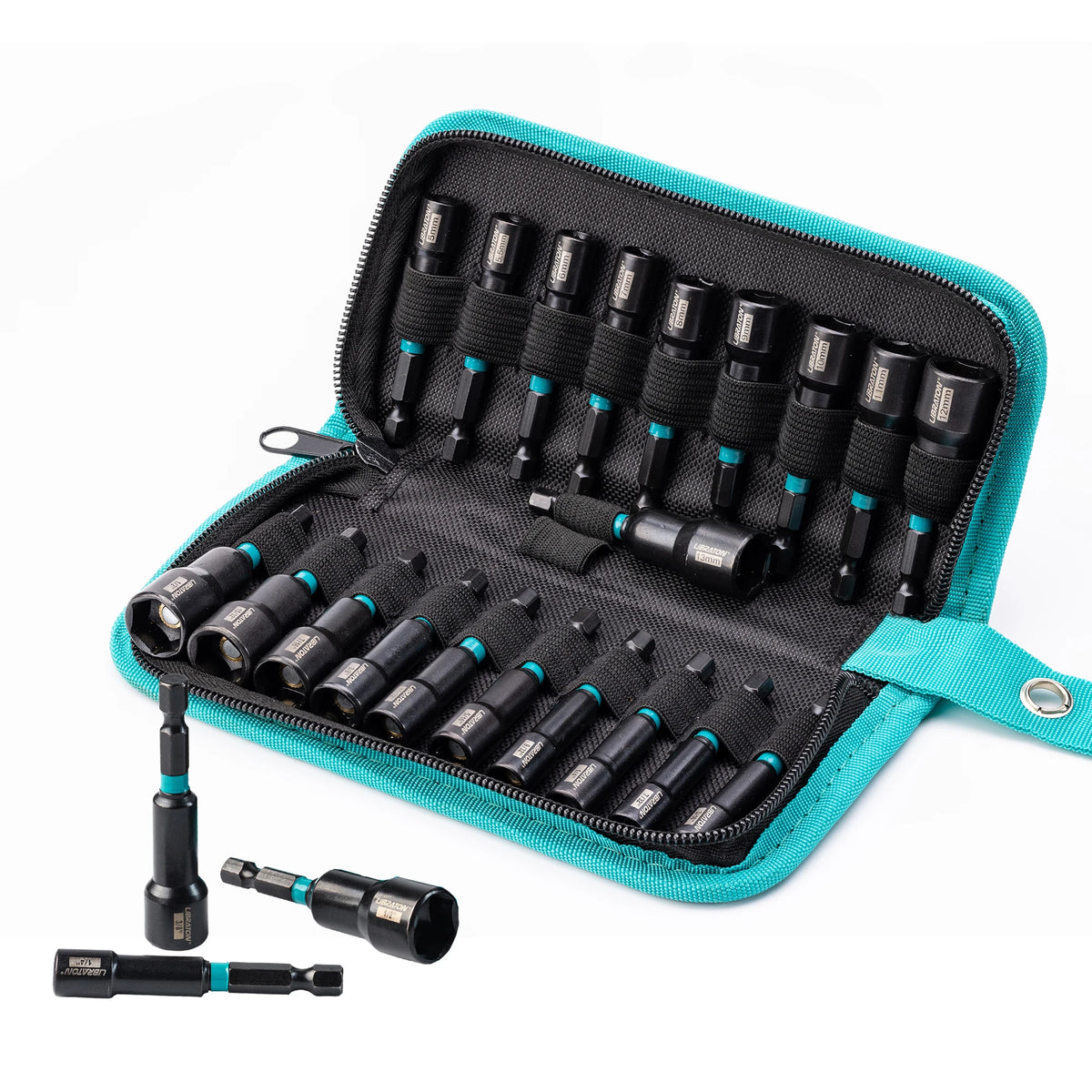 LIBRATON 20PCS Magnetic Nut Driver Set, Impact Drill Driver Bit Set 1/4" Metric and SAE Nut Driver with Storage Bag Nut Drivers
