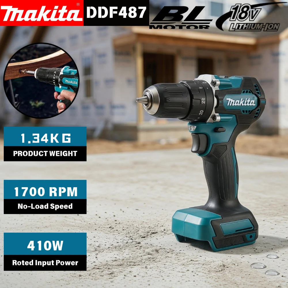 Makita Original DDF487 18V Brushless Electric Screwdriver Cordless Drill Rechargeable Power Tool Only