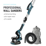 TUNGFULL 9 Inch Electric Wall Sander with Folding Design Self-Dust Collection Double Lamp Long Pole Wall Grinder for Putty Work