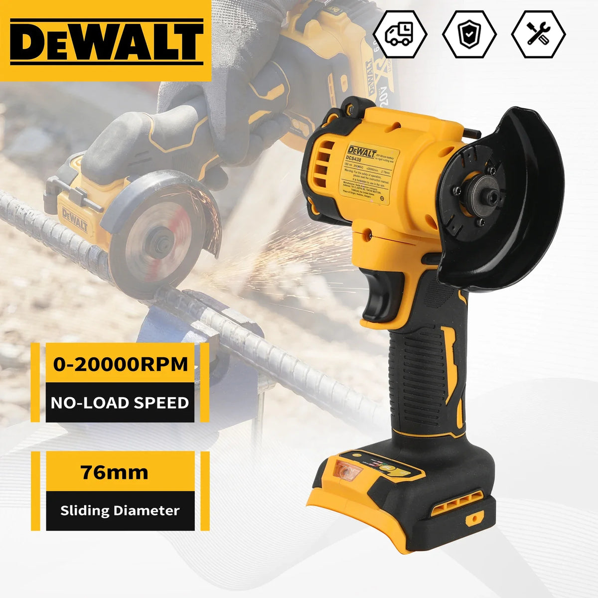 DeWalt DCS438 Cordless Angle Grinder 3 Inch Mini Polishing Grinding Machine Electric Cutting Power Tools