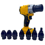 Brushless Cordless Rivet Nut Gun for DeWalt 20V Battery Electric Nut Riveter Kit with 6 Mandrels for Sheet