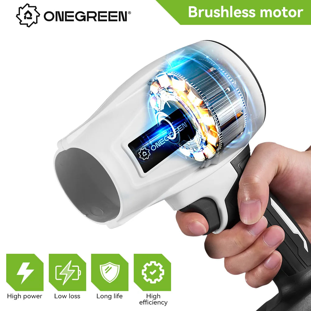 ONEGREEN 2000W Electric Brushless Turbo Fan Blowers Cordless 150000RPM Air Blower Violent Power Tools for Makita 18V Battery