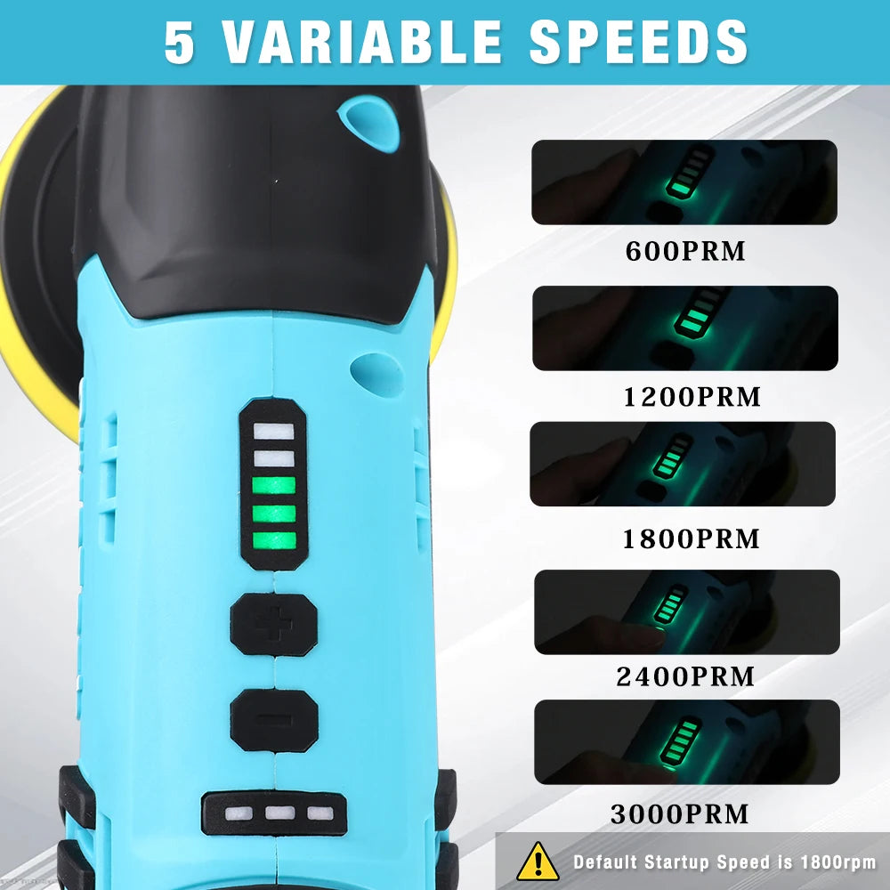 Duratech 12V Cordless Car Polisher Compact & Powerful 6-Speed Buffer with 2.0Ah Battery Full Detailing Kit for Car Care