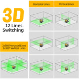 DEWALT DW089LG 12 Lines Green Laser Level 12V Cordless 3x360° with Magnetic Mount for Outdoor Leveling Tasks