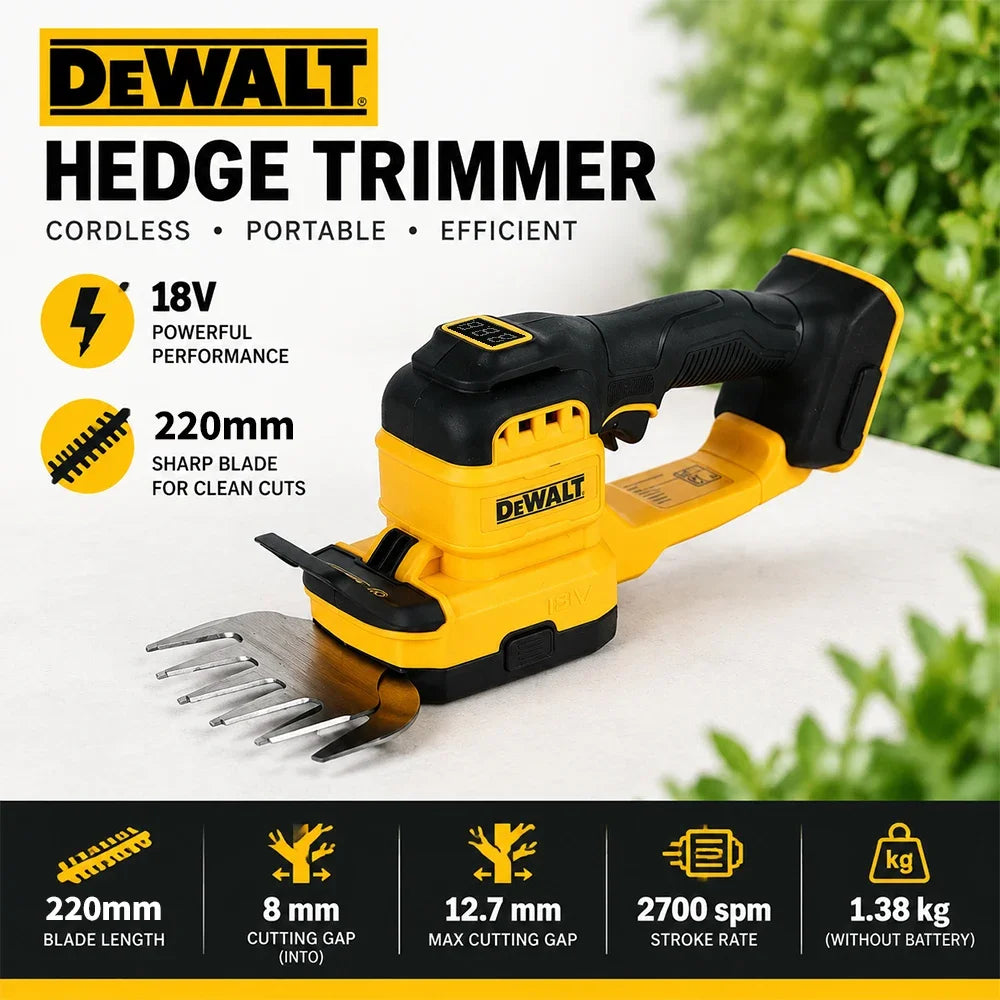 DEWALT DCMHT520N 18V Cordless Hedge Trimmer & Grass Shear, 2-in-1 Garden Care Tool with Interchangeable Blades, Bare Tool Only