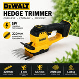 DEWALT DCMHT520N 18V Cordless Hedge Trimmer & Grass Shear, 2-in-1 Garden Care Tool with Interchangeable Blades, Bare Tool Only