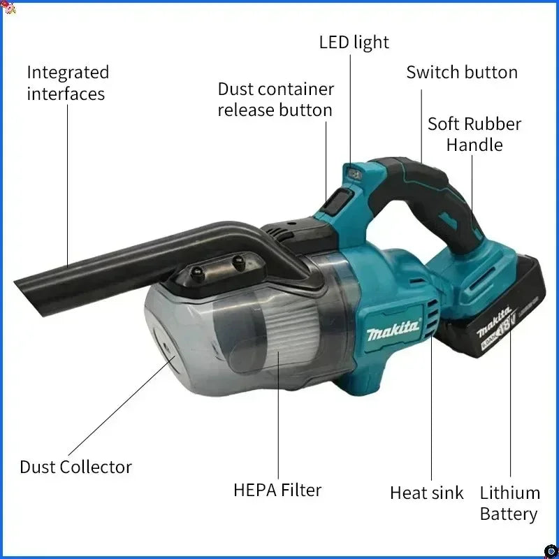 Makita 18V Cordless Handheld Vacuum Cleaner Dust Collector for Floor Carpet Car Pet Hair Cleaning Power Tool