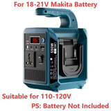 550W Portable Power Supply Inverter Compatible with Makita 18V Battery DC 18V to AC 110V/220V Converter with Type-C for Camping