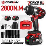 ONEVAN 8000RPM 2800N.M Brushless Electric Impact Wrench Cordless Car Repair Screwdriver Drill Power Tool For Makita Battery Pin
