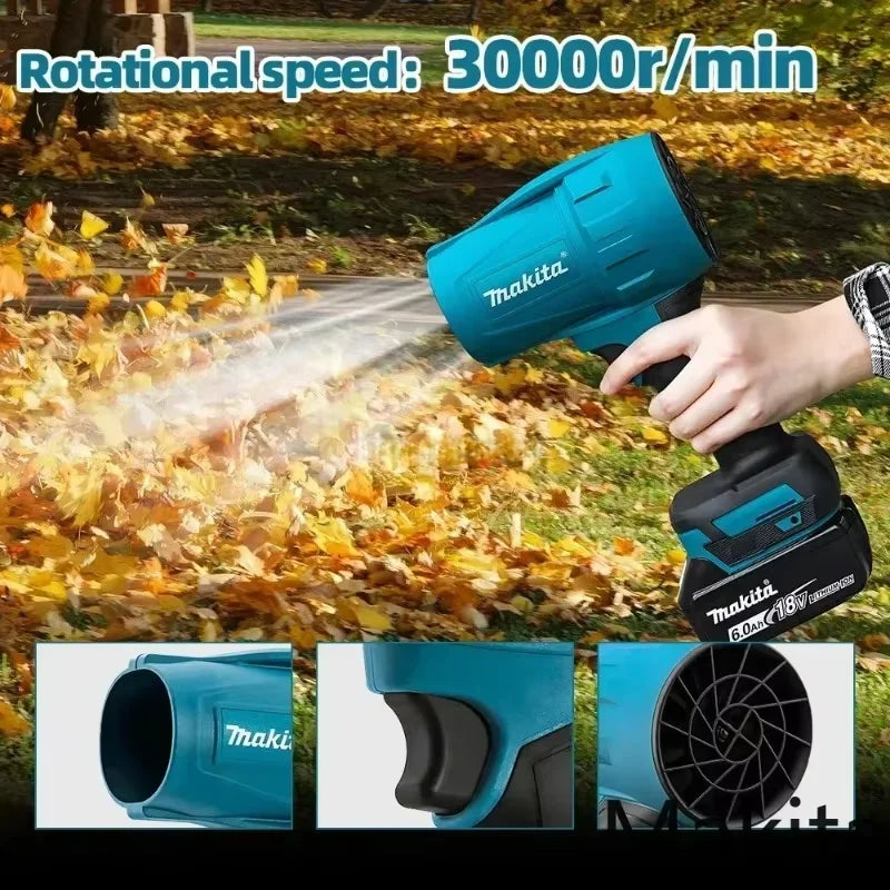 Makita Brushless 2000W Electric Turbo Blower Jet Fan 200M/S Violent Car Dryer Snow Dust Blowing Tool For Makita 18V Battery Pin