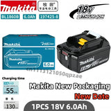 Genuine 6AH Makita BL1860 6ah Battery Power Tools Li-ion Replacement LXT BL1850 BL1840 for 18V Screwdriver with BMS 18v Battery