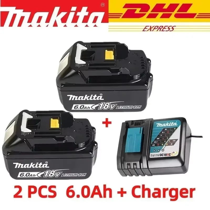 100% Original Makita 18V 6.0Ah Li-Ion Battery, Rechargeable Replacement Battery for BL1830B BL1840B BL1850B BL1860B Power Tools