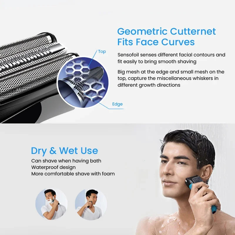 Braun Electric Shaver 3040s S3 Series Reciprocating Shaving Machine with Sideburn Trimmer Rechargeable Dry Wet Use Men's Razor