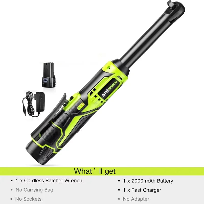 Robustrue 3/8" Cordless Ratchet Wrench 6-inch Extended Ratchet Wrench 40Ft-lbs 400RPM Cordless Ratchet with 2.0Ah Battery for Makita