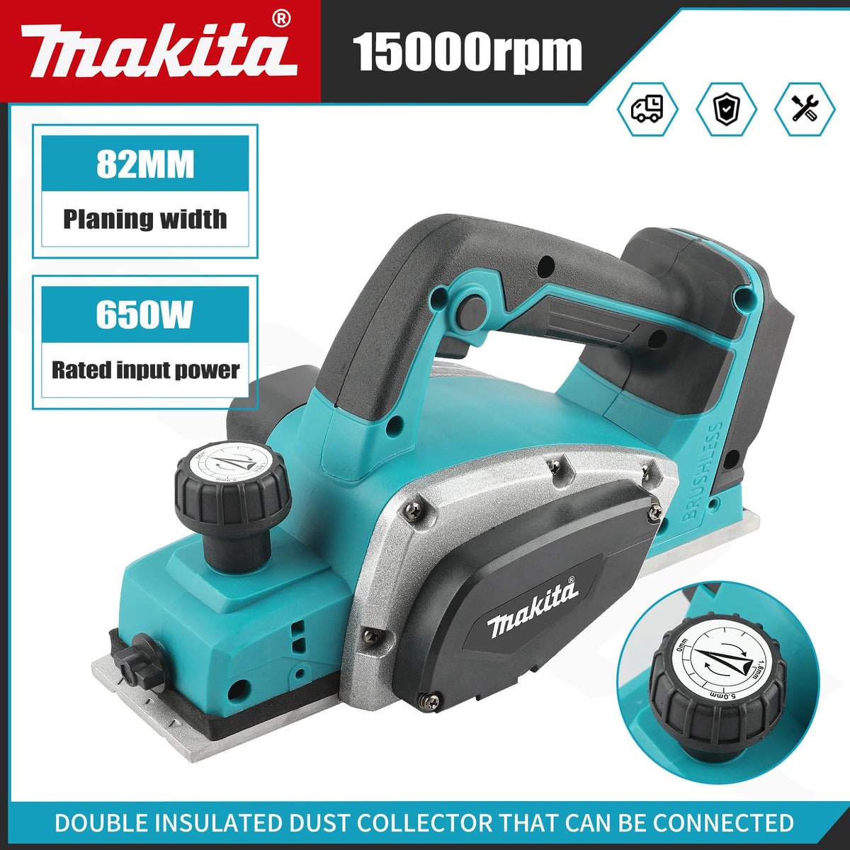 Makita DKP180 Portable Cordless Woodworking Electric Planer 15000RPM Planer Trimmer Wood Milling Engraving Slotting Power Tool