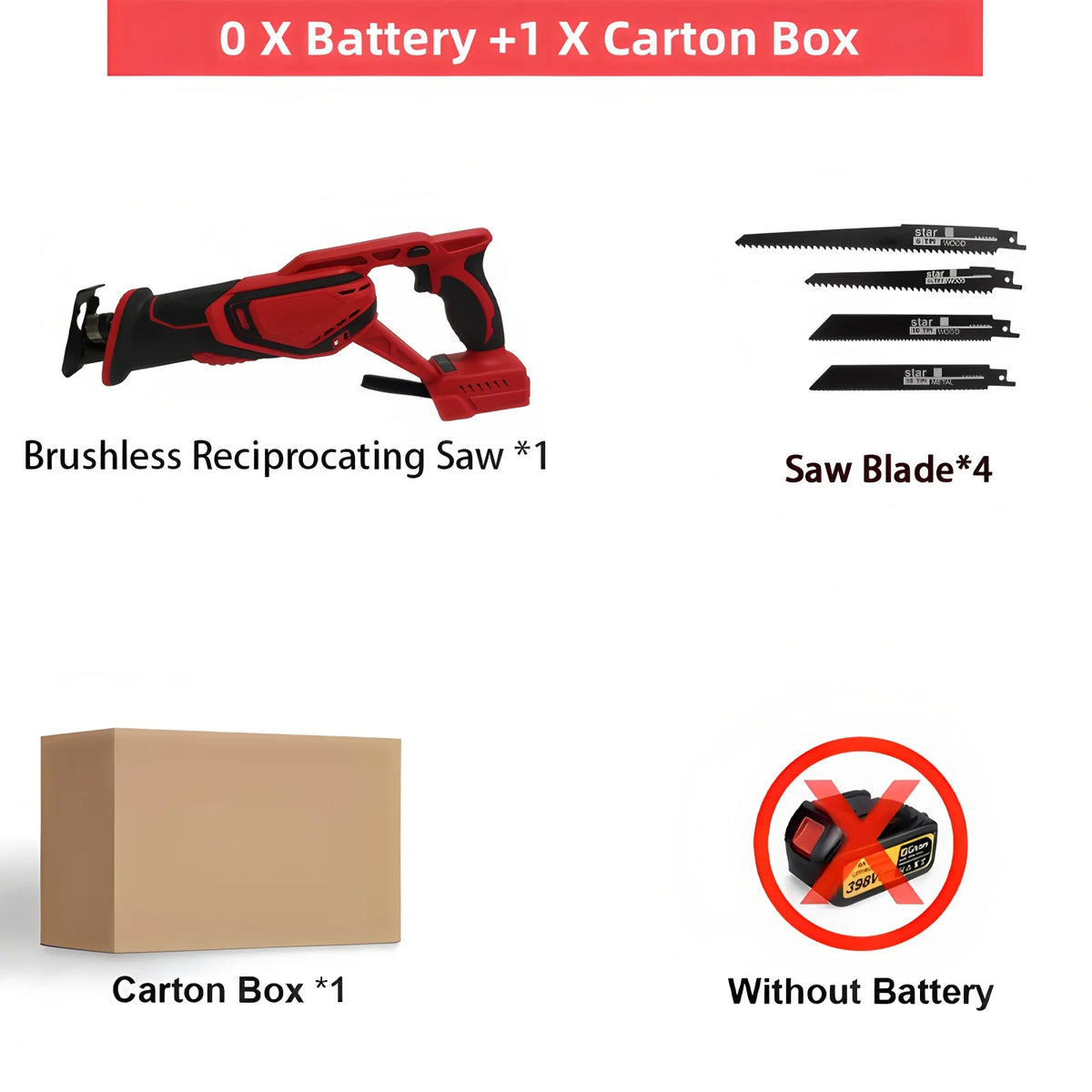 For Milwaukee Battery Brushless Reciprocating Saw with 4 Blades High-Power Electric Cutting Saber Saw Cutting Machine Power Tool