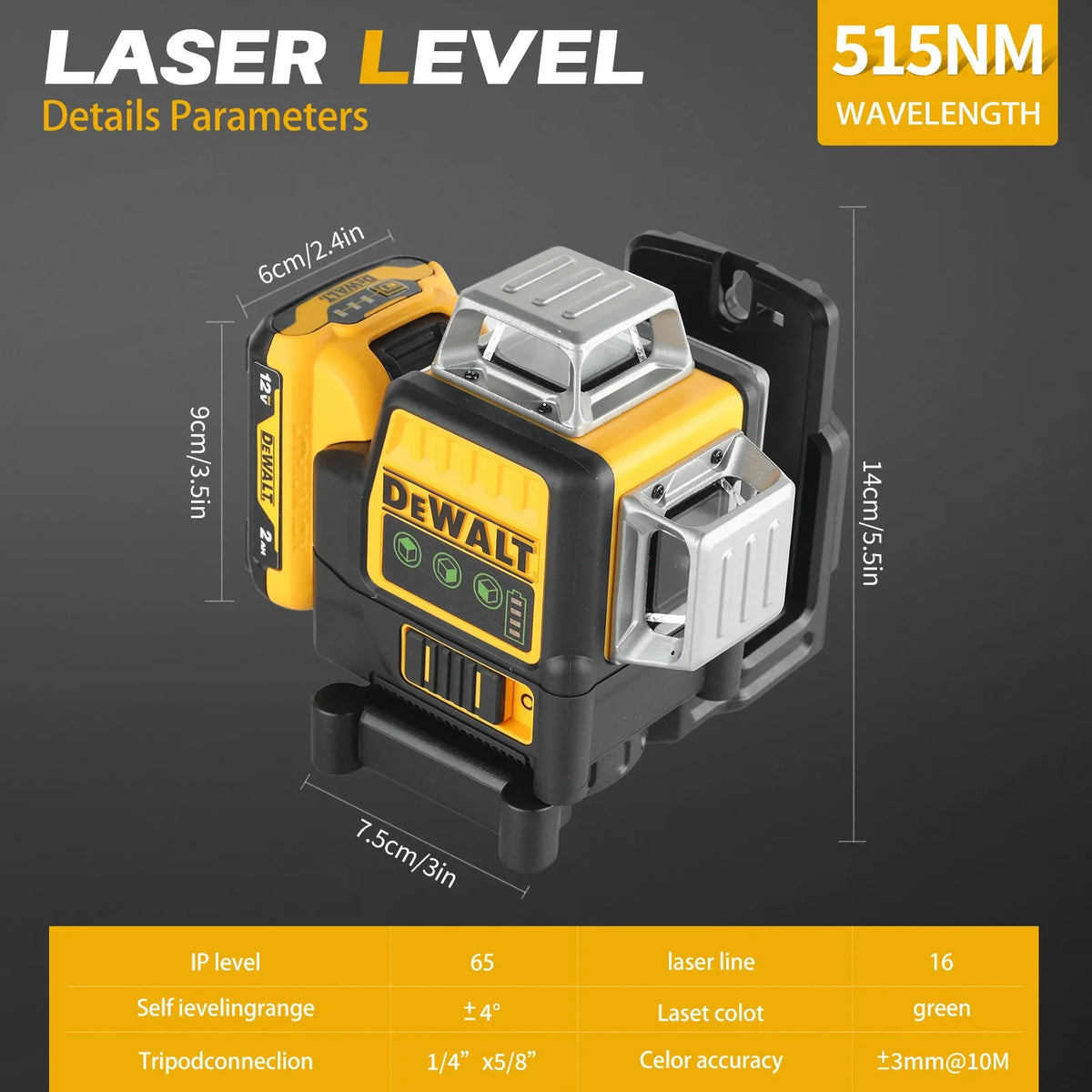 2026 NEW DEWALT DW089LG 12 Lines Laser Level 360 Self-Leveling Laser Level Horizontal and Vertical 12V Battery Tool Cross Line