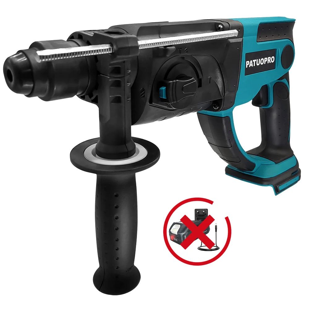 PATUOPRO 28mm Brushless Rotary Hammer Drill 3-Mode Hammer Drill chiselling Power Tool for Makita 18V Battery(No Battery)
