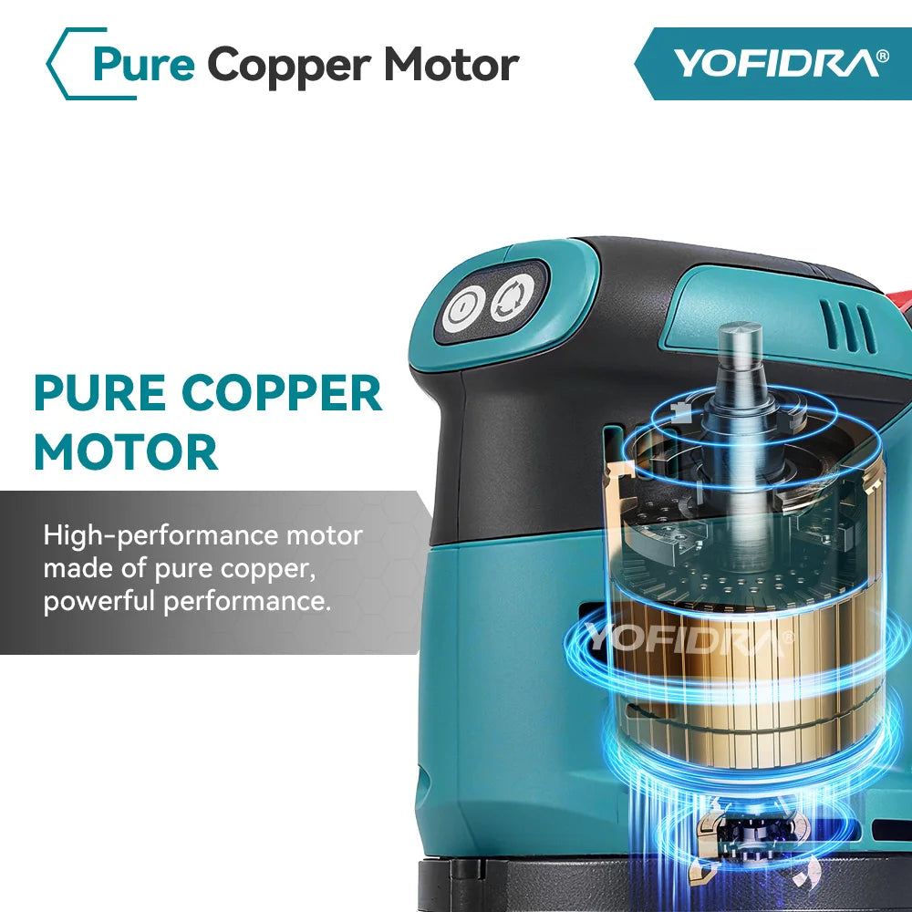 YOFIDRA 125MM Electric Orbital Sander Cordless Grinding Sanding Polishing Machine Woodworking Power Tool For 21V 18V Battery