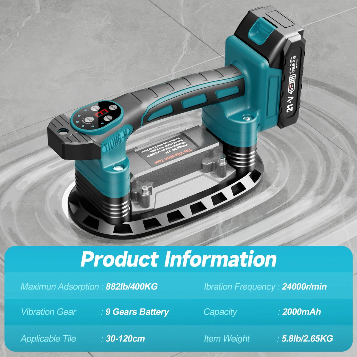 9 Speed Tile Laying Machine 400KG Tile Vibration Leveling Machine Cordless Tile Power Tool for Makita 18V Battery Pins