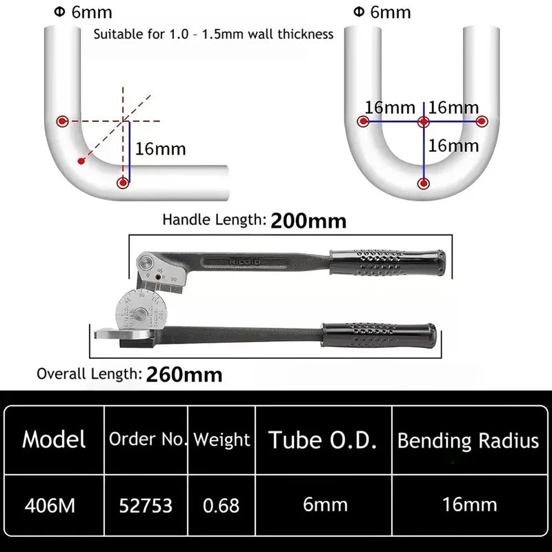 US RIDGID 400 Series Manual Stainless Steel Copper-Iron Pipe Bender 0-10mm