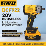 DEWALT DCF922 20V Compact Impact Wrench Brushless Motor Variable Speed Electric Wrench Professional Tool For Truck Repair