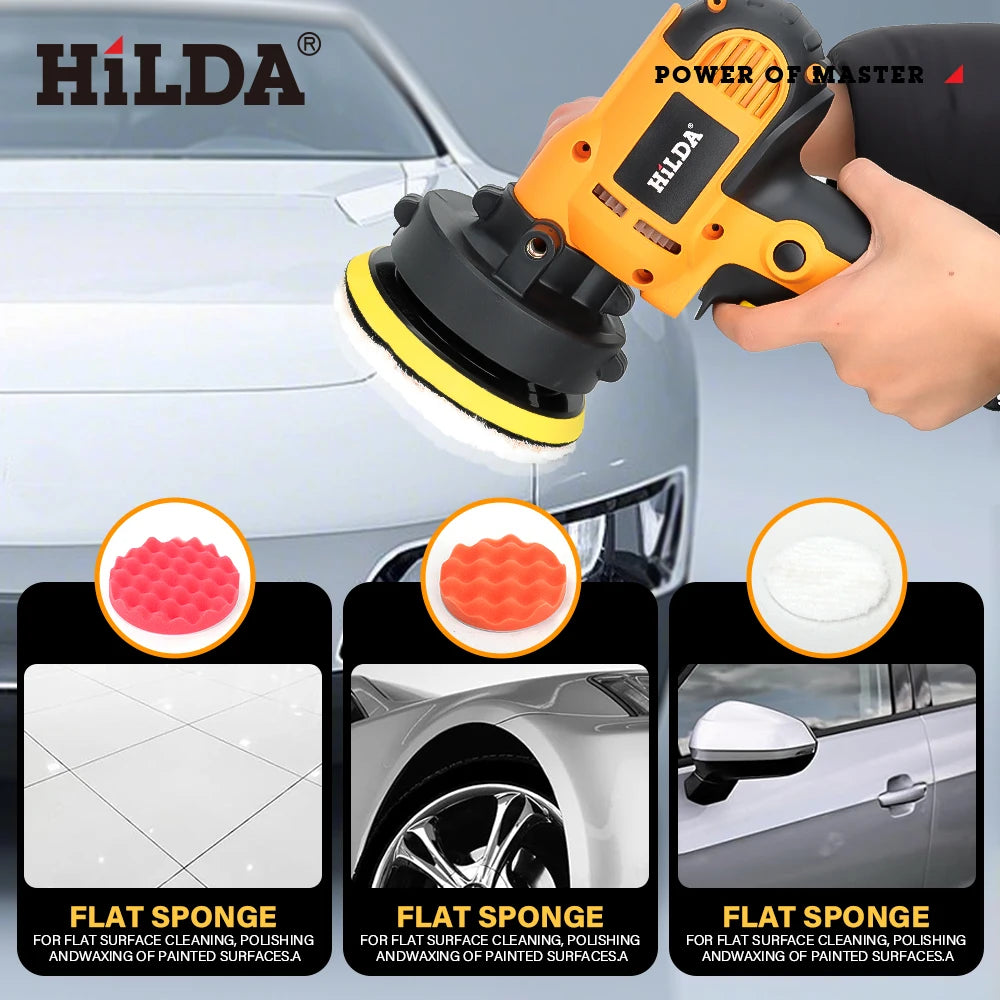 HILDA Electric Car Polisher Machine Auto Polishing Machine Adjustable Speed Sanding Waxing Tools Car Accessories Powewr Tools