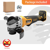 Brushless 100/125mm Cordless Angle Grinder 4 Gear Grinding Machine Polishing Cutting Woodworking Tool for Dewalt 20v Battery Pin