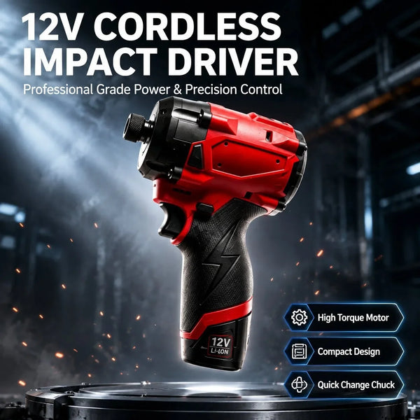 (No Battery) M12 Brushless Impact Driver 3000RPM 4400IPM 12V Cordless Screwdriver 1/4" Only Power Tools Screwdriver Hex Tool